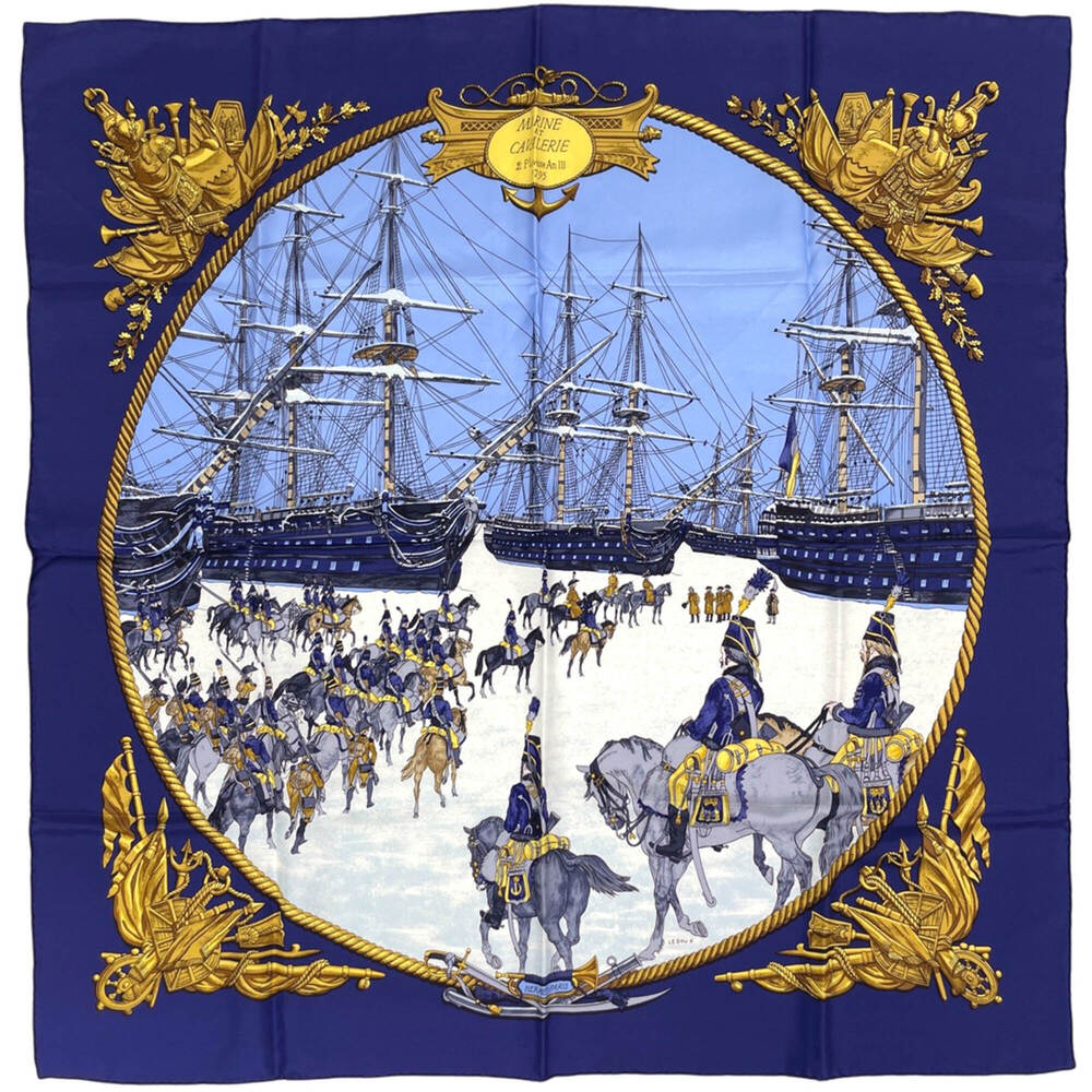 HERMES Blue Silk Scarf
